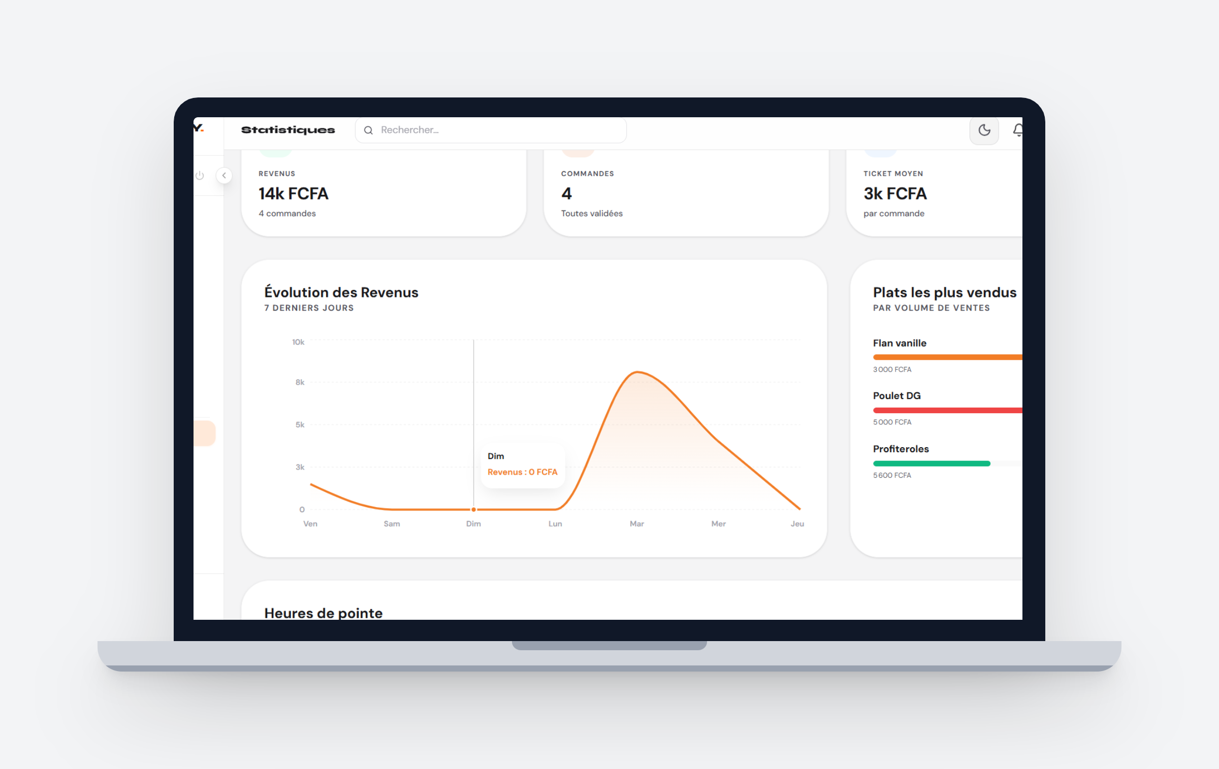 Restafy sur ordinateur portable — vue application
